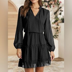 Like new, black long sleeve ruffle tiered dress, worn 1x, darling!